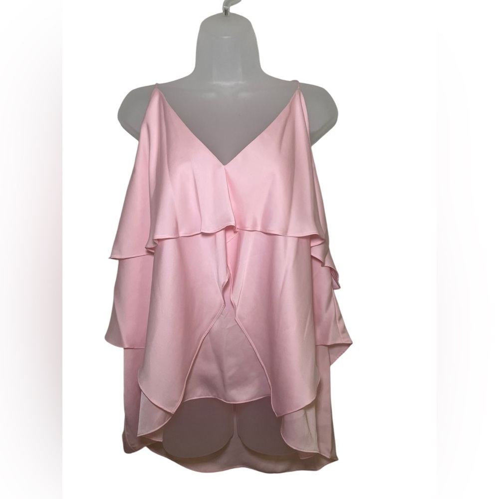 Ramy Brook Brittany Blouse Pink XXL NWT Ruffle Layered Cami Top